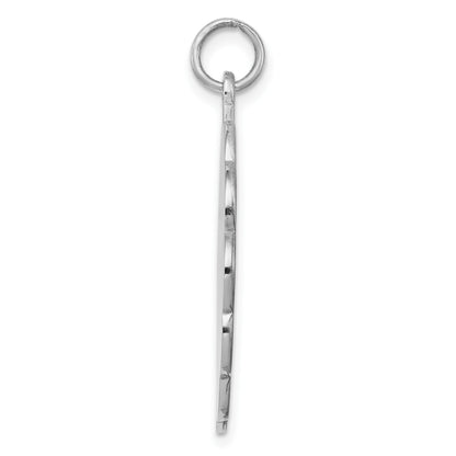 Sterling Silver Rh-plt Engraveable Polished Front/Satin Back Disc Charm