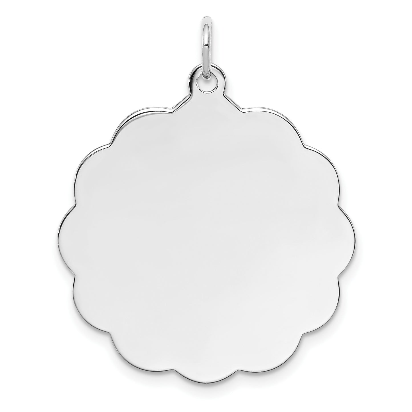 Sterling Silver Rh-plt Engraveable Polished Front/Satin Back Disc Charm
