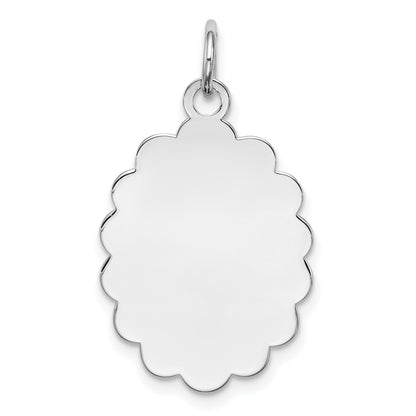 Sterling Silver Rh-plt Engraveable Polished Front/Satin Back Disc Charm