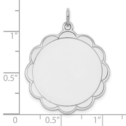 Sterling Silver Rh-plt Engraveable Polished Front/Satin Back Disc Charm
