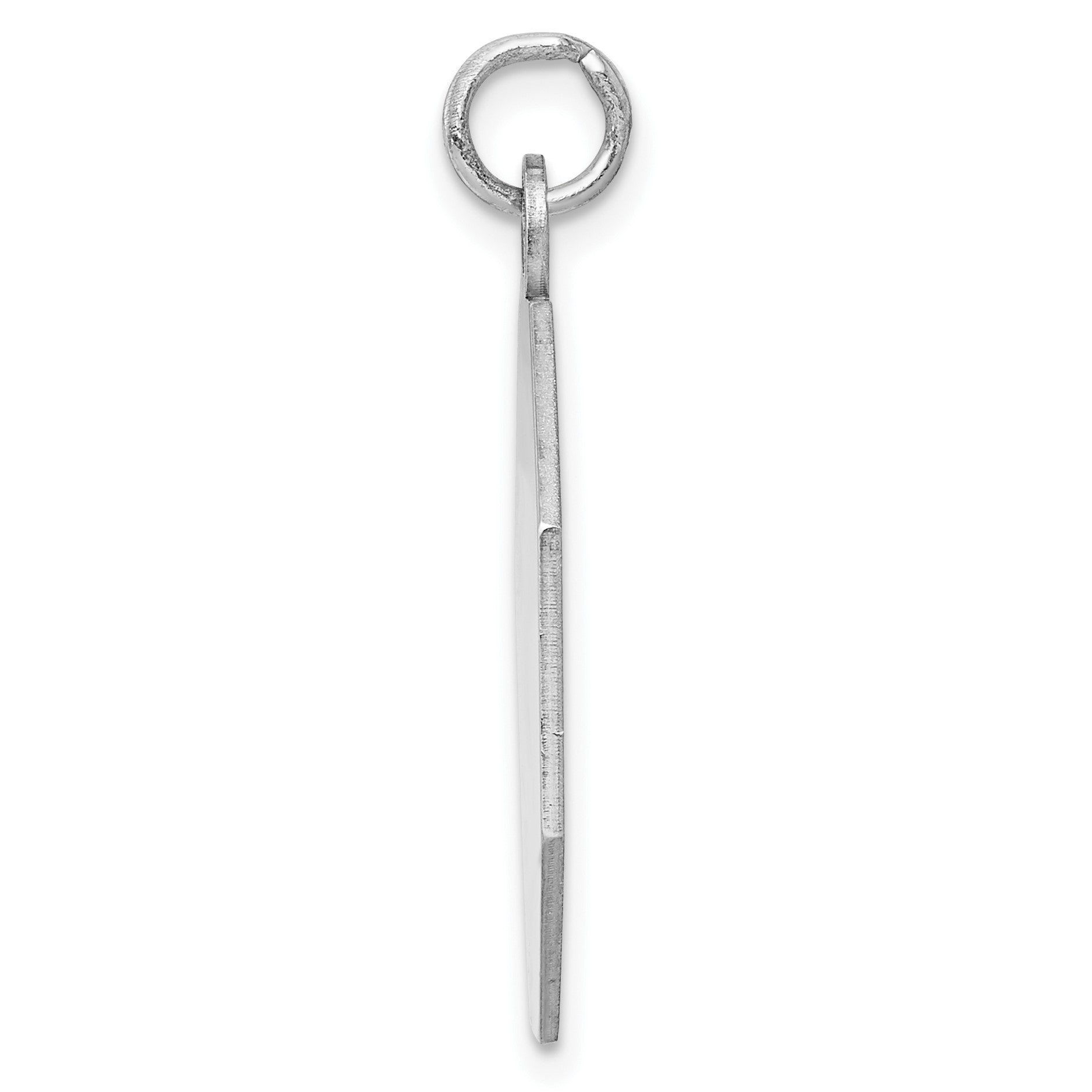 SS Rh-plt Engraveable Octagon Polished Front/Satin Back Disc Charm