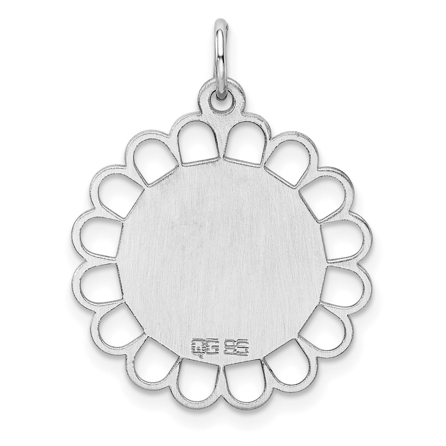 Sterling Silver Rh-plt Engraveable Polished Front/Satin Back Disc Charm
