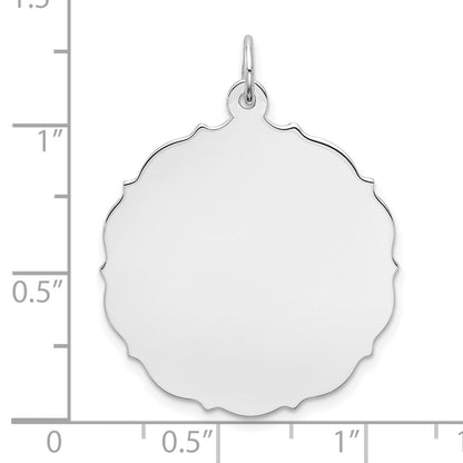 Sterling Silver Rh-plt Engraveable Polished Front/Satin Back Disc Charm