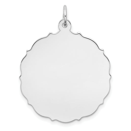 Sterling Silver Rh-plt Engraveable Polished Front/Satin Back Disc Charm