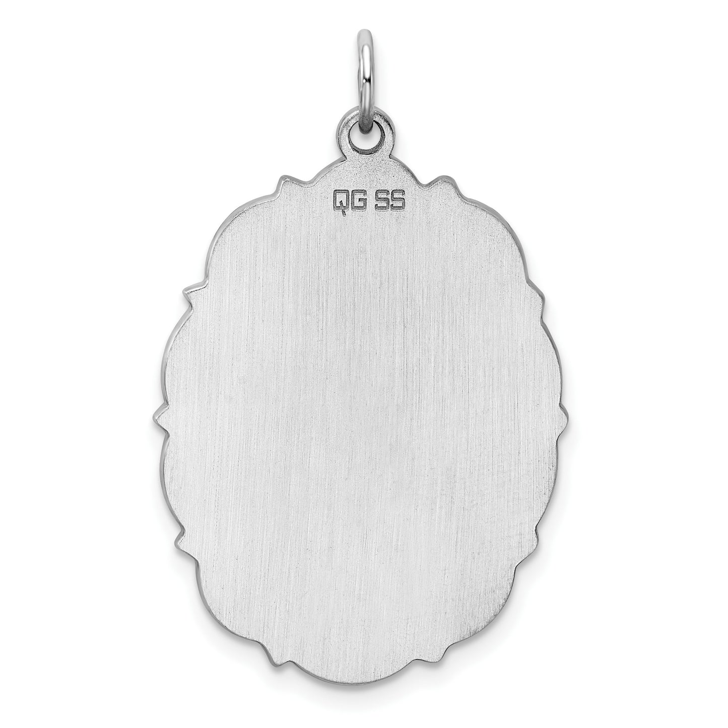 Sterling Silver Rh-plt Engraveable Polished Front/Satin Back Disc Charm