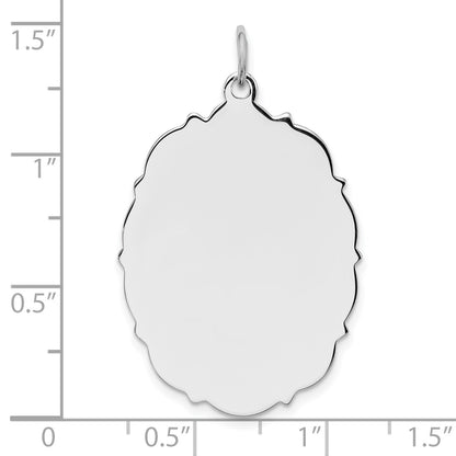 Sterling Silver Rh-plt Engraveable Polished Front/Satin Back Disc Charm