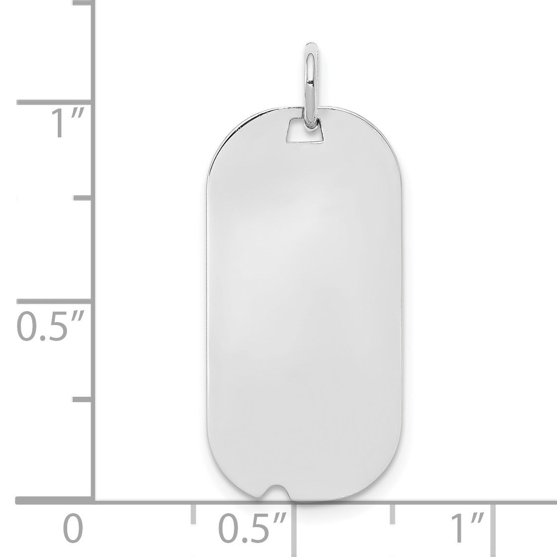 SSilver Rh-plt Engravable Dog Tag Polished Front/Satin Back Disc Charm
