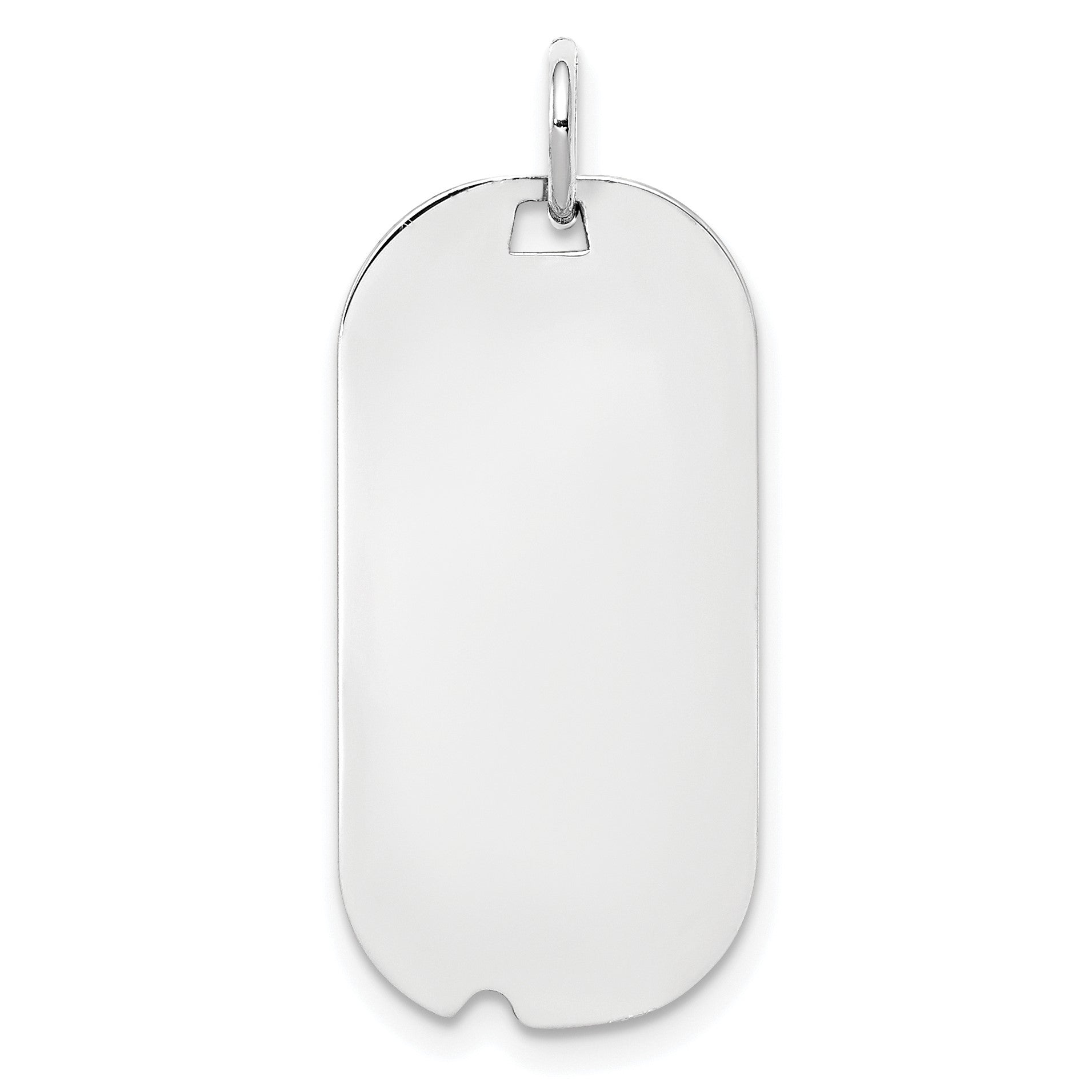 SSilver Rh-plt Engravable Dog Tag Polished Front/Satin Back Disc Charm