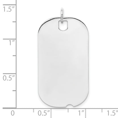 Sterling Silver Rh-plt Engravable Dog Tag Polished Front/Back Disc Charm