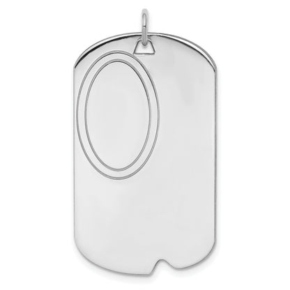 Sterling Silver Rh-plt Engravable Dog Tag Polished Front/Back Disc Charm
