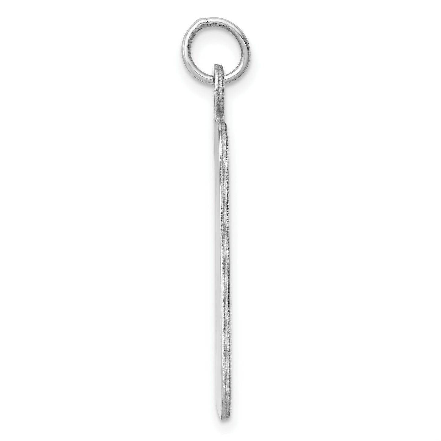 SSilver Rh-plt Engravable Rectangle Polished Front/Satin Back Disc Charm