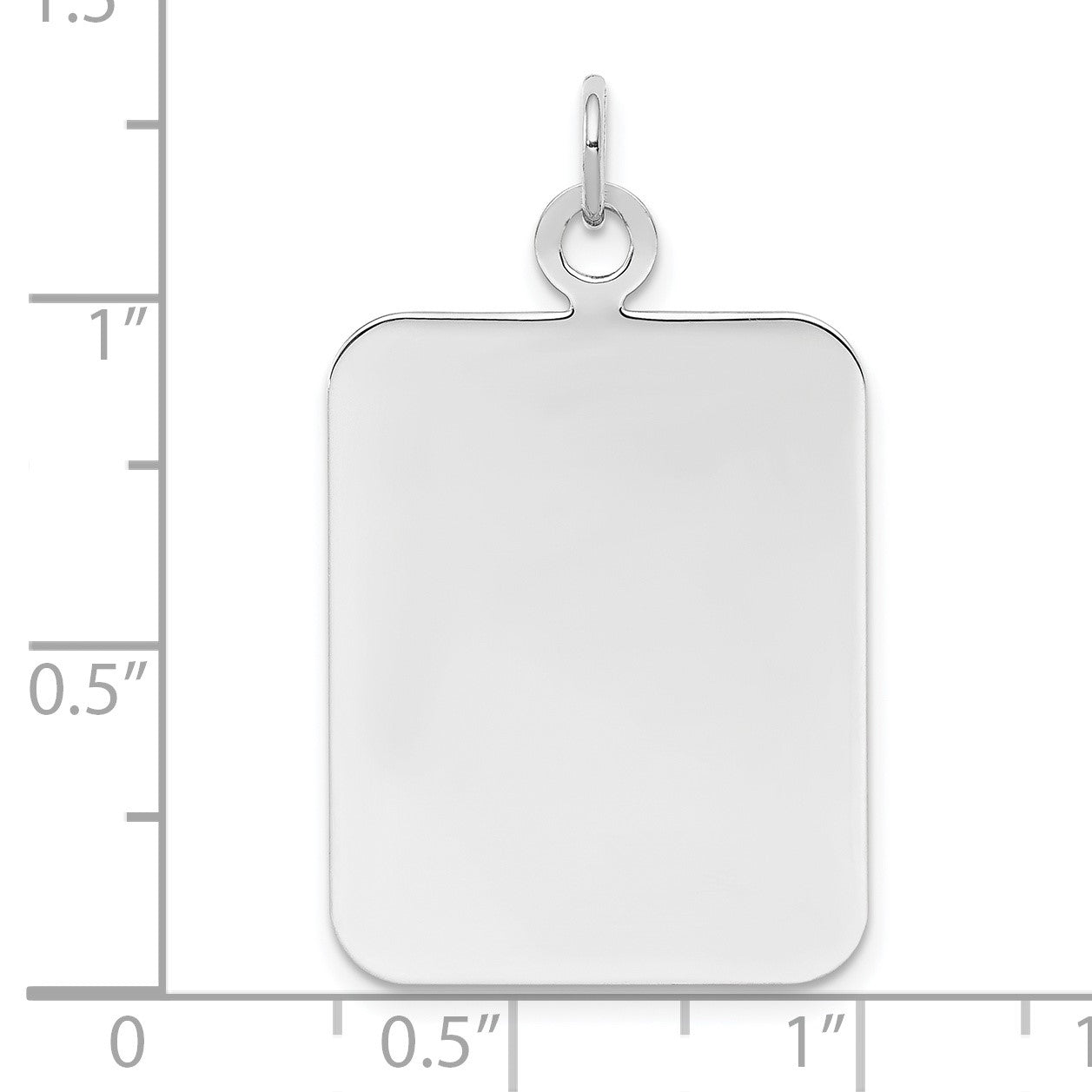 SSilver Rh-plt Engravable Rectangle Polished Front/Satin Back Disc Charm