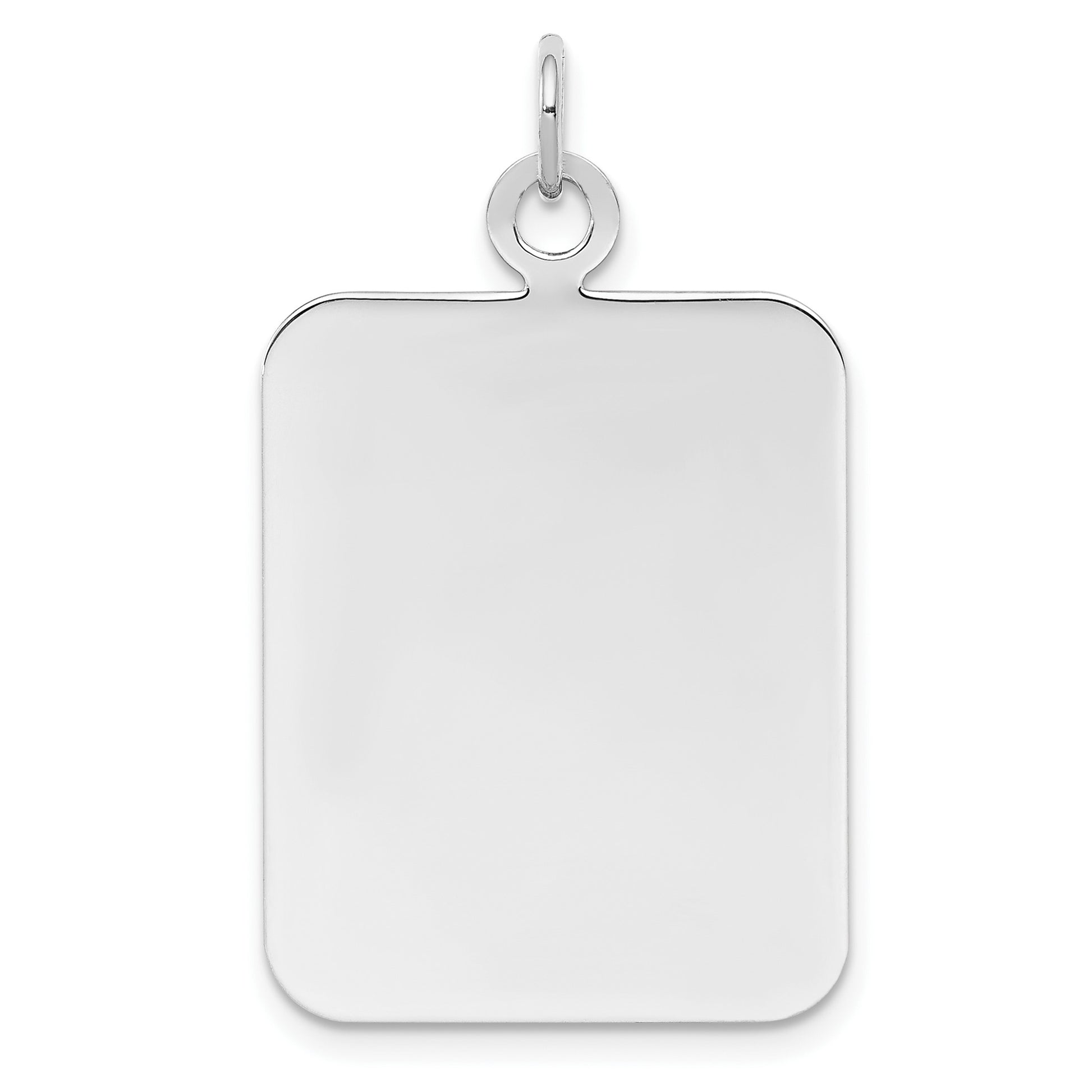 SSilver Rh-plt Engravable Rectangle Polished Front/Satin Back Disc Charm