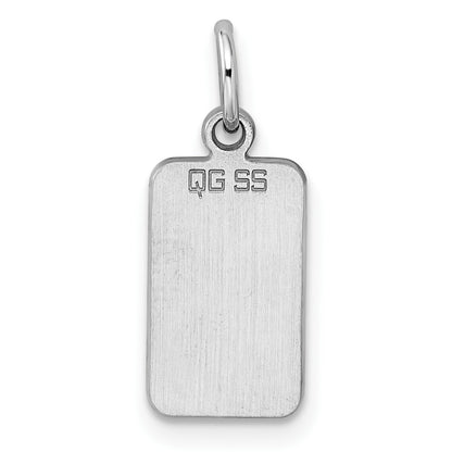 Sterling Silver Rh-plt Engravable Rectangle Polished Front/Back Disc Charm