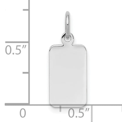 Sterling Silver Rh-plt Engravable Rectangle Polished Front/Back Disc Charm