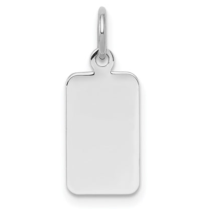 SSilver Rh-plt Engravable Rectangle Polished Front/Satin Back Disc Charm