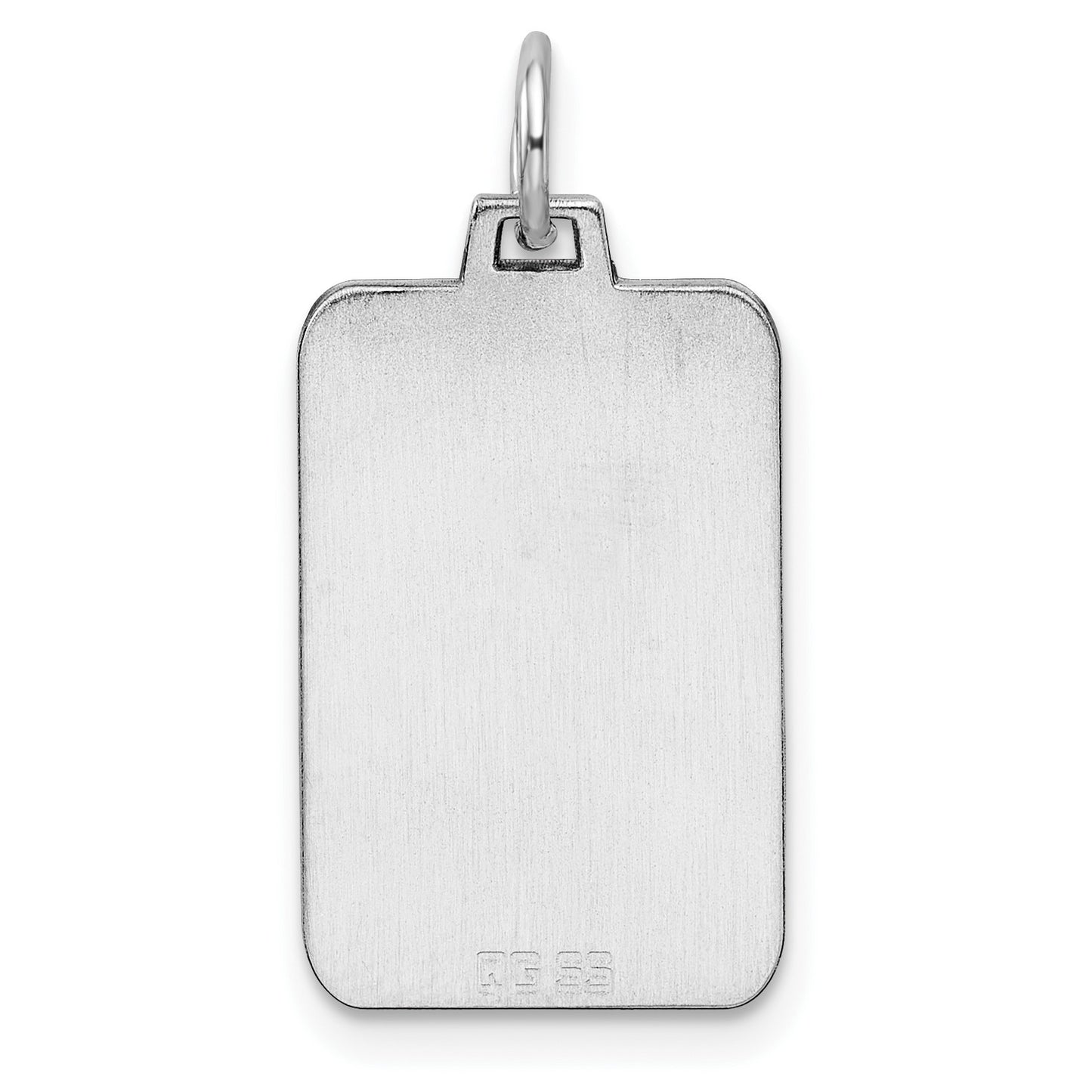Sterling Silver Rhod.-plated Eng. Rect. Polish Front/Satin Back Disc Charm