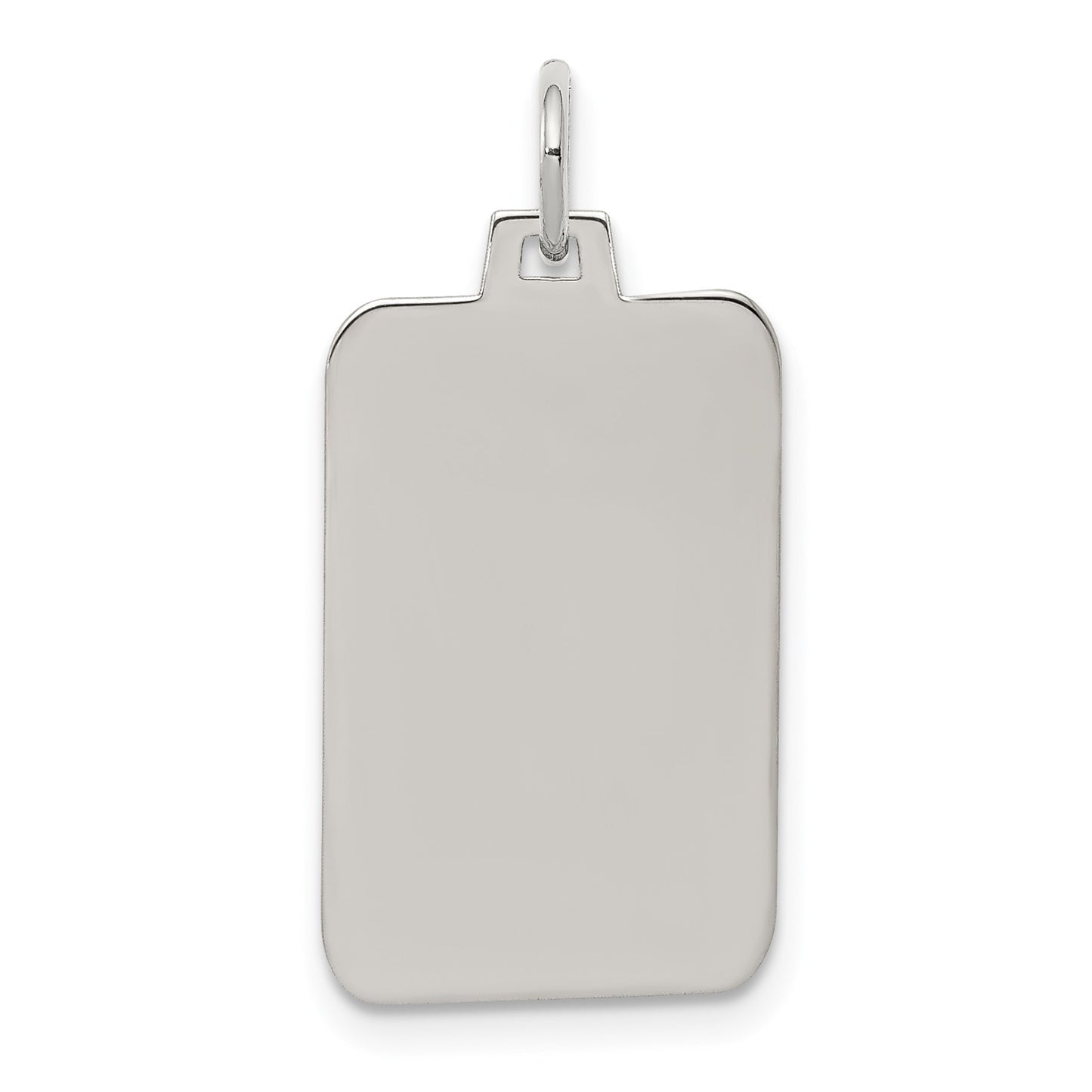 Sterling Silver Rhod.-plated Eng. Rect. Polish Front/Satin Back Disc Charm