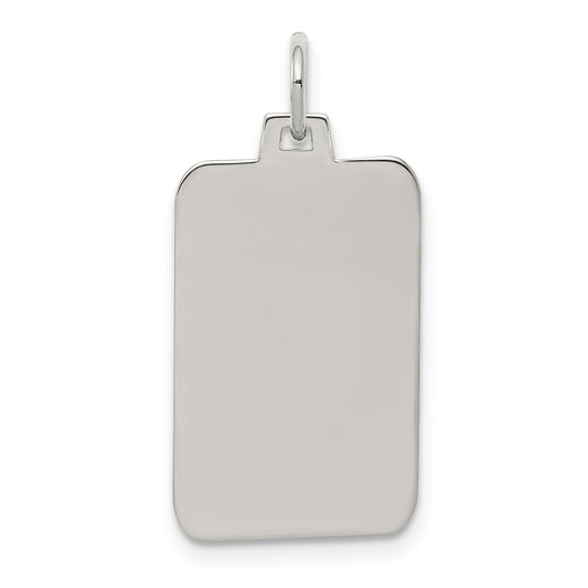 Sterling Silver Rhod.-plated Eng. Rect. Polish Front/Satin Back Disc Charm