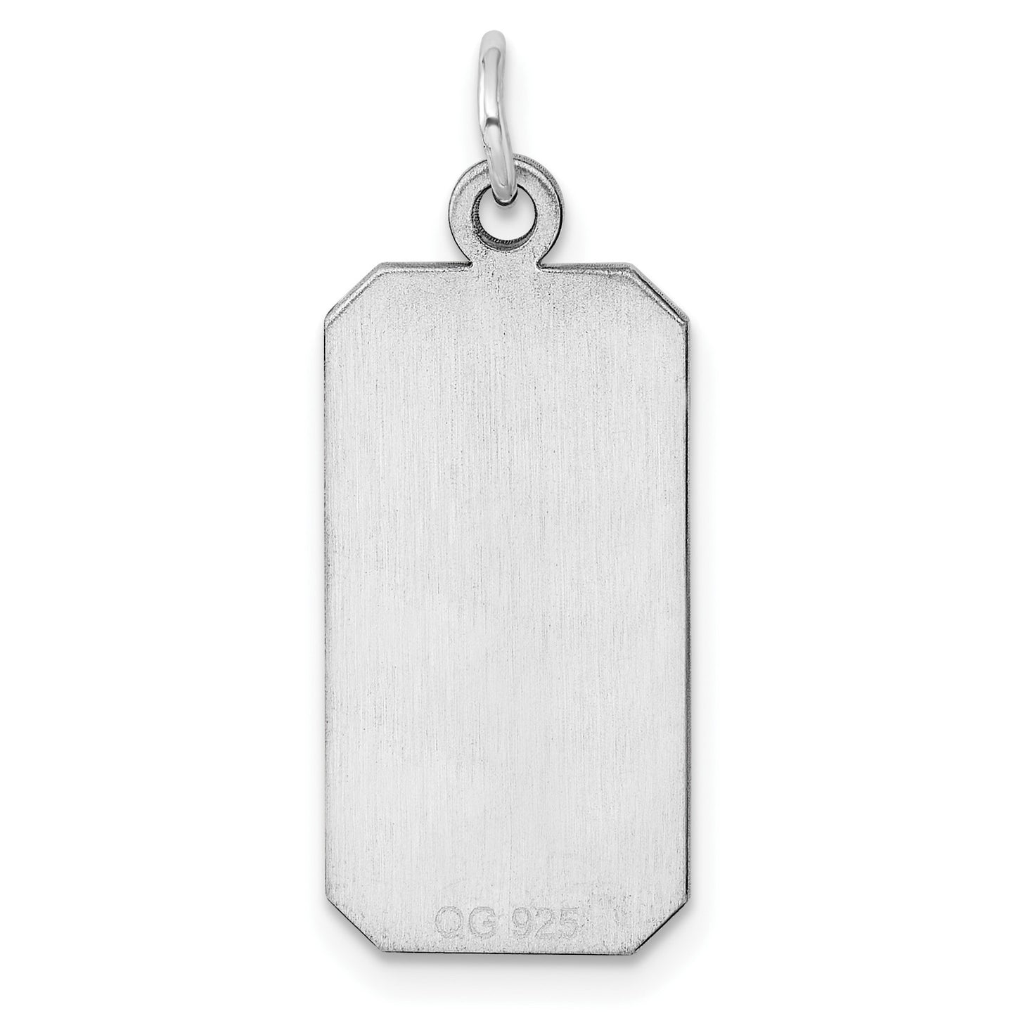 SSilver Rh-plt Engravable Rectangle Polished Front/Satin Back Disc Charm