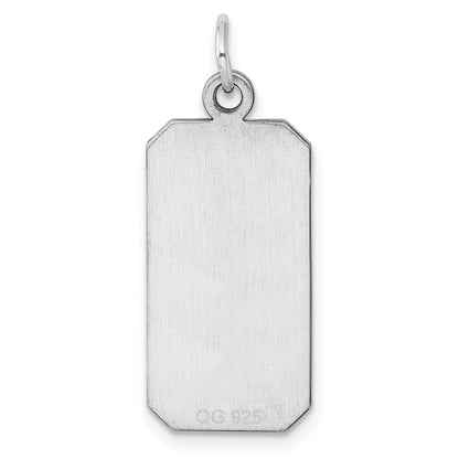 SSilver Rh-plt Engravable Rectangle Polished Front/Satin Back Disc Charm