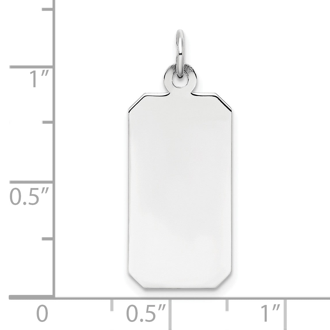 SSilver Rh-plt Engravable Rectangle Polished Front/Satin Back Disc Charm