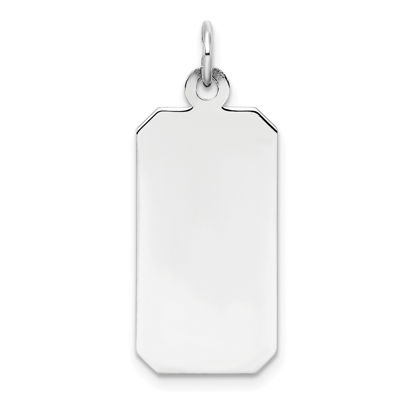 SSilver Rh-plt Engravable Rectangle Polished Front/Satin Back Disc Charm