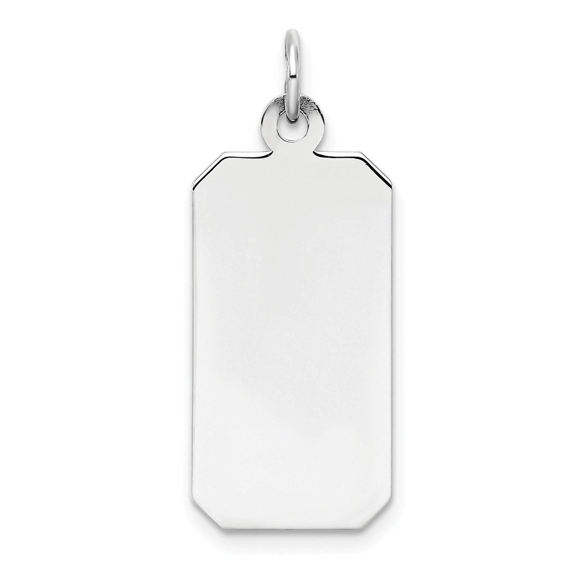 SSilver Rh-plt Engravable Rectangle Polished Front/Satin Back Disc Charm
