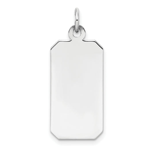 SSilver Rh-plt Engravable Rectangle Polished Front/Satin Back Disc Charm