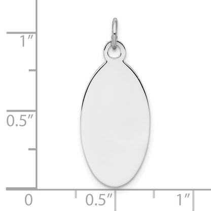 Sterl Silver Rh-plt Engraveable Oval Polished Front/Satin Back Disc Charm
