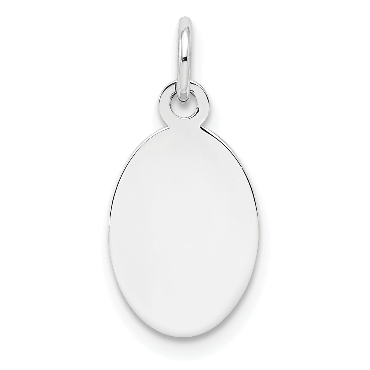Sterl Silver Rh-plt Engraveable Oval Polished Front/Satin Back Disc Charm