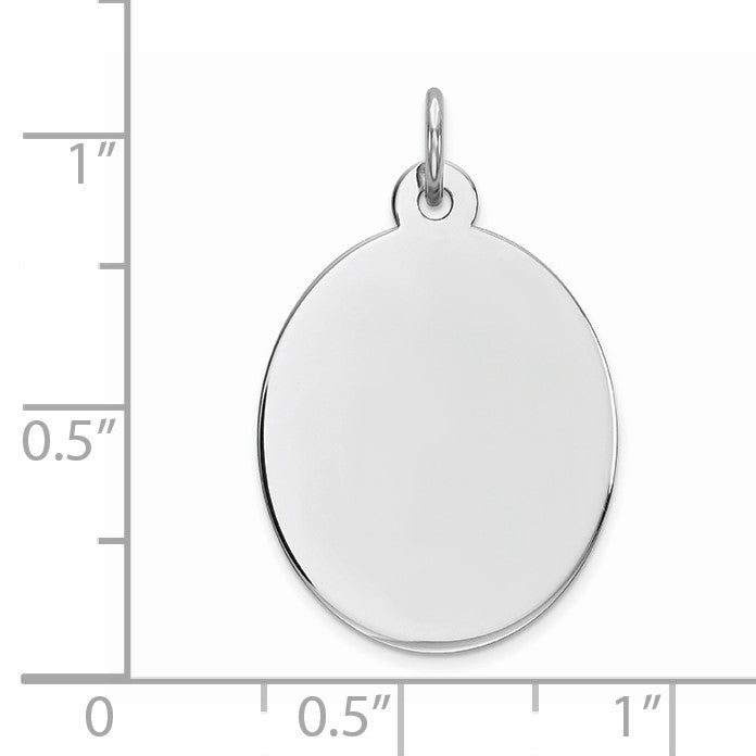 Sterling Silver Rhod-plate Eng. Oval Polish Front/Back Disc Charm