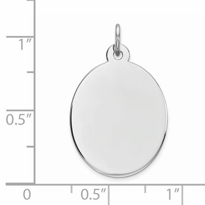 Sterling Silver Rhod-plate Eng. Oval Polish Front/Back Disc Charm