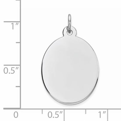 Sterling Silver Rhod-plate Eng. Oval Polish Front/Satin Back Disc Charm