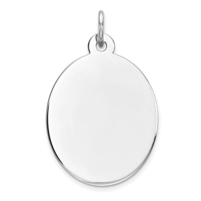 Sterling Silver Rhod-plate Eng. Oval Polish Front/Back Disc Charm