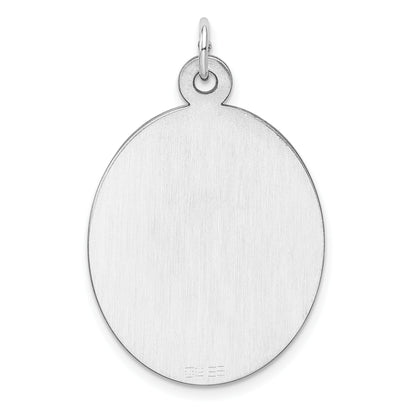 Sterling Silver Rhod-plate Eng. Oval Polish Front/Back Disc Charm
