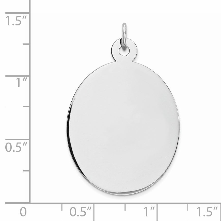 Sterling Silver Rhod-plate Eng. Oval Polish Front/Back Disc Charm