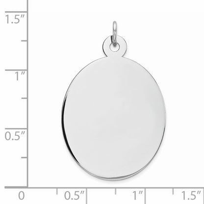 Sterling Silver Rhod-plate Eng. Oval Polish Front/Back Disc Charm