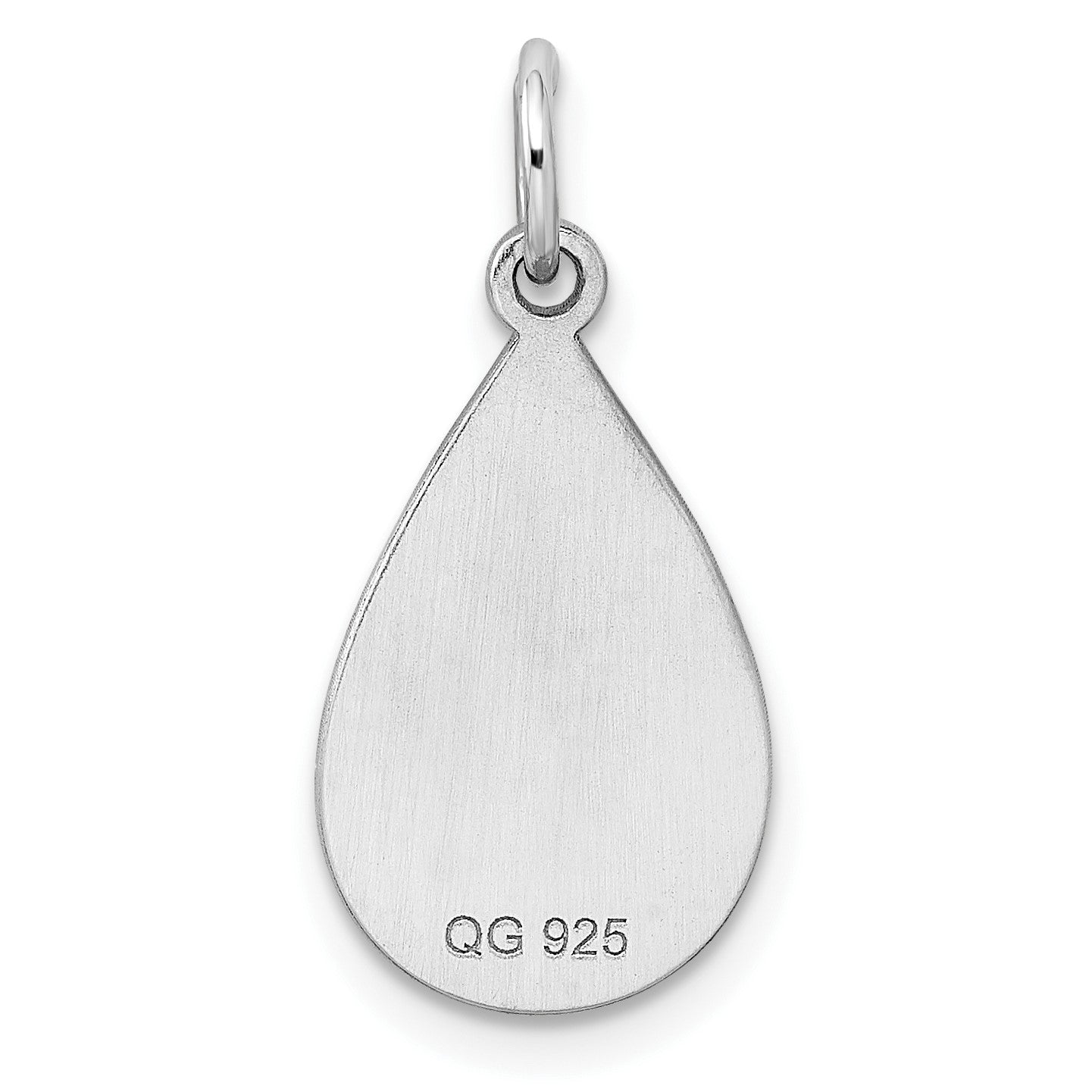 SSilver Rh-plt Engravable Teardrop Polished Front/Satin Back Disc Charm