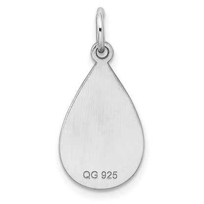 SSilver Rh-plt Engravable Teardrop Polished Front/Satin Back Disc Charm