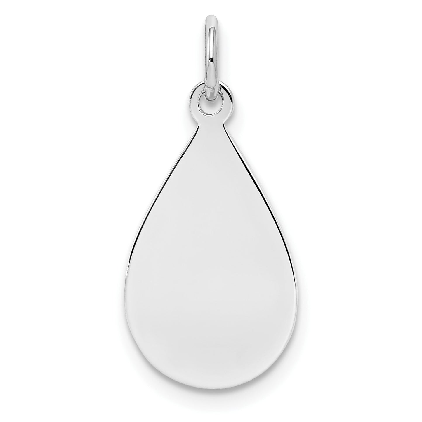 SSilver Rh-plt Engravable Teardrop Polished Front/Satin Back Disc Charm
