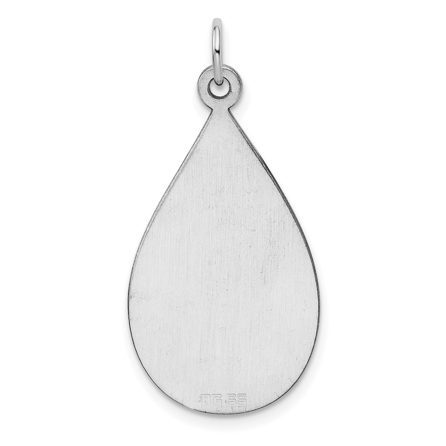 SSilver Rh-plt Engravable Teardrop Polished Front/Satin Back Disc Charm