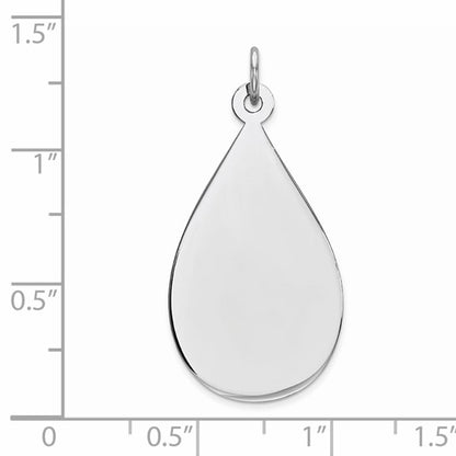 SSilver Rh-plt Engravable Teardrop Polished Front/Satin Back Disc Charm