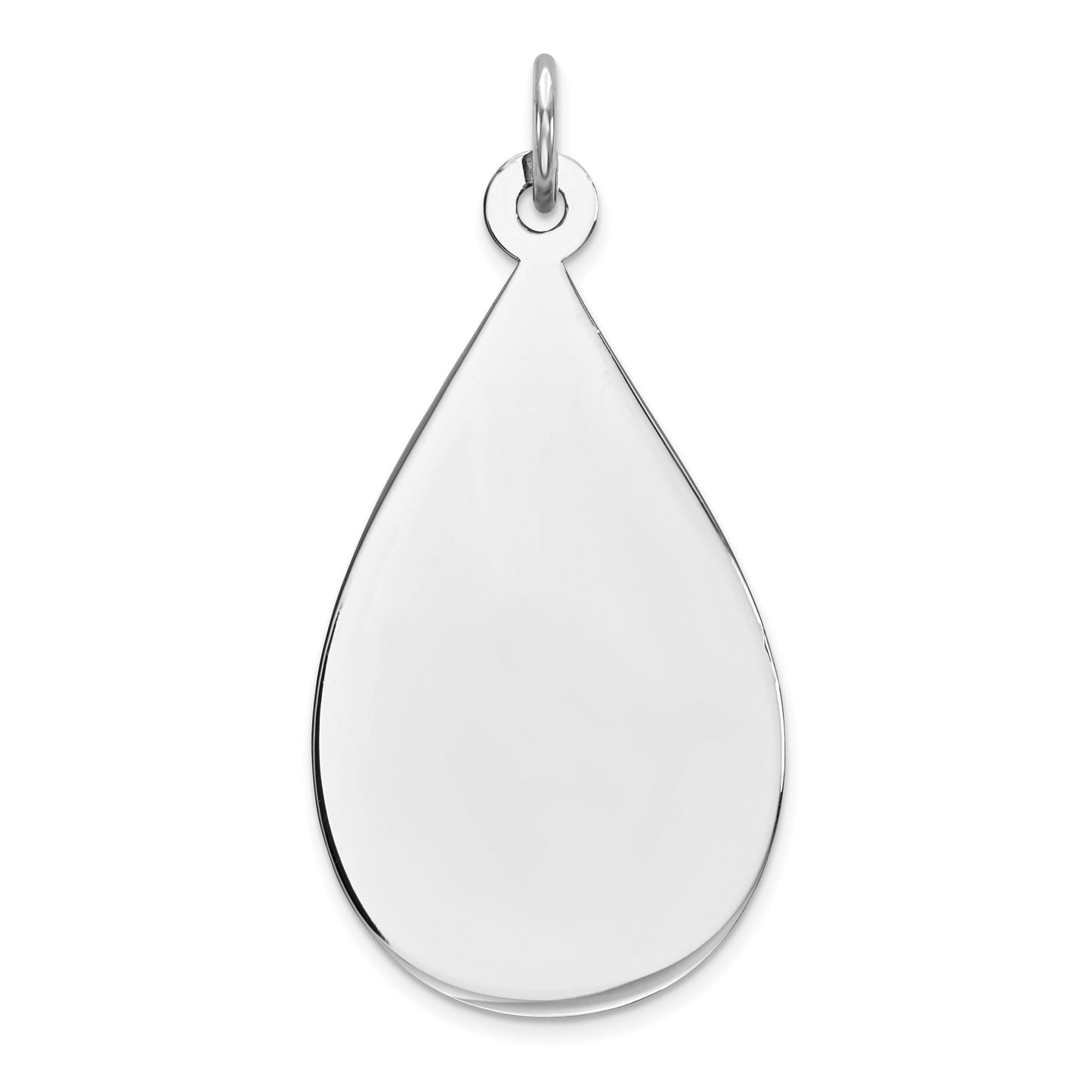 SSilver Rh-plt Engravable Teardrop Polished Front/Satin Back Disc Charm