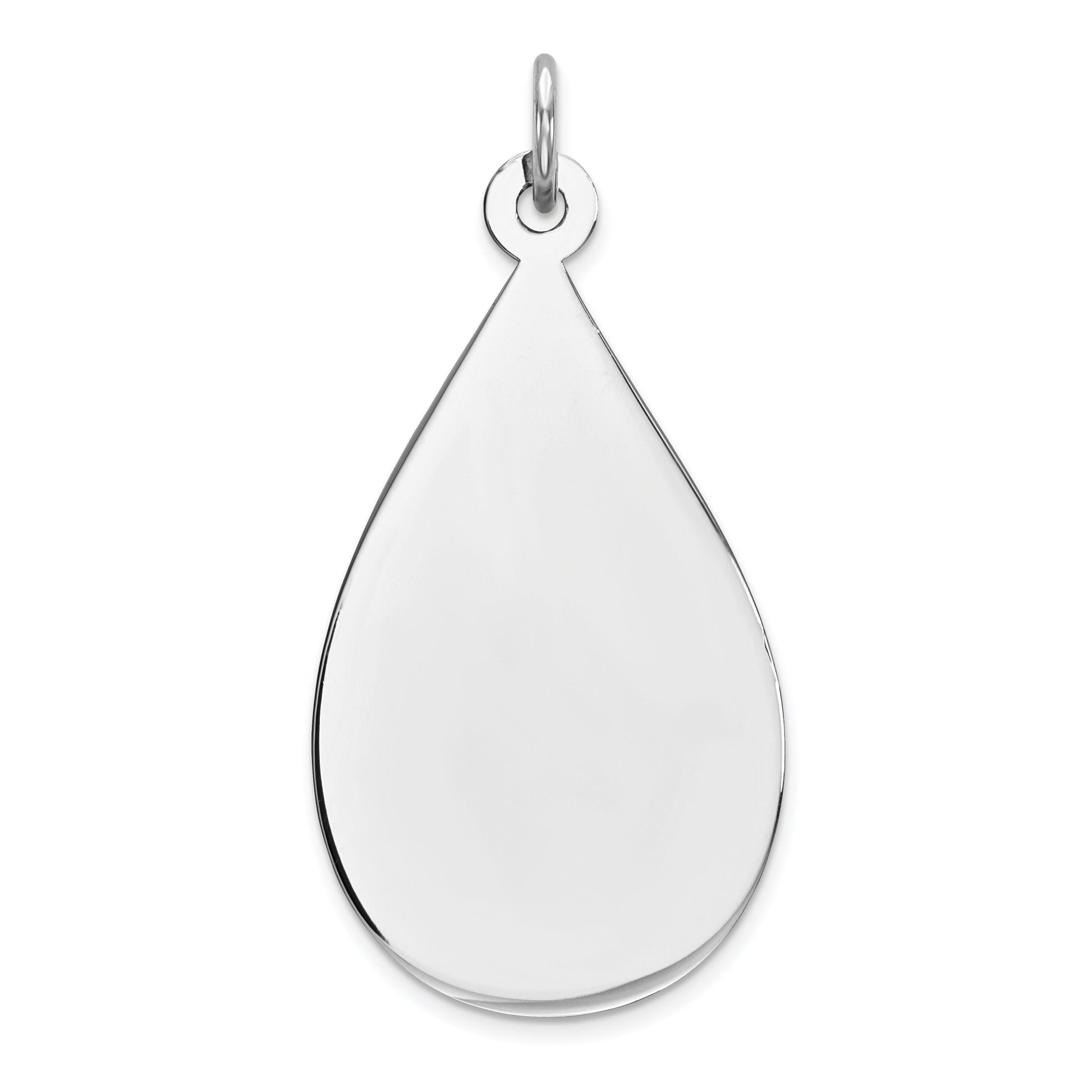 SSilver Rh-plt Engravable Teardrop Polished Front/Satin Back Disc Charm