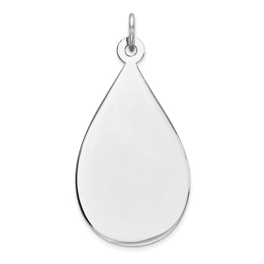 SSilver Rh-plt Engravable Teardrop Polished Front/Satin Back Disc Charm