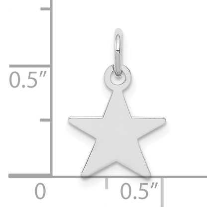 Sterling Silver Rhodium-plated Engraveable Star Disc Charm