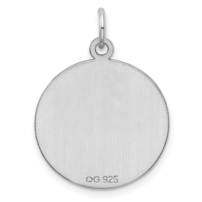SS Rh-plt Engraveable Round Patterned Polished Front/Satin Back Disc