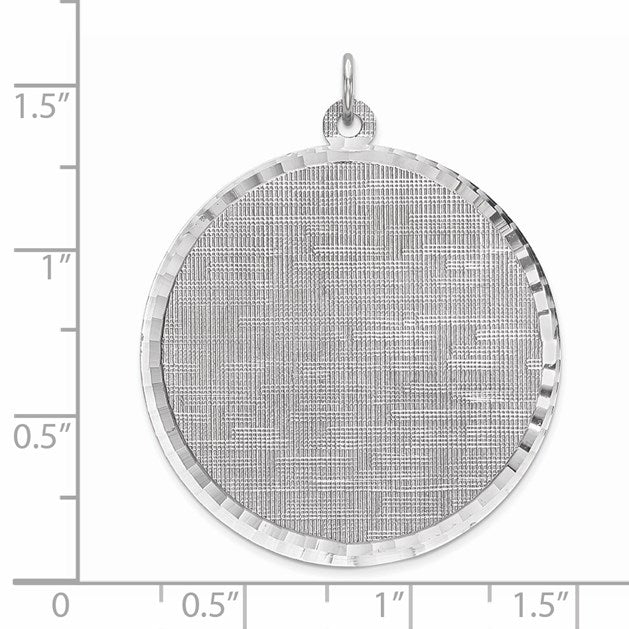 SS Rh-plt Engraveable Round Patterned Polished Front/Satin Back Disc