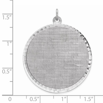 SS Rh-plt Engraveable Round Patterned Polished Front/Satin Back Disc